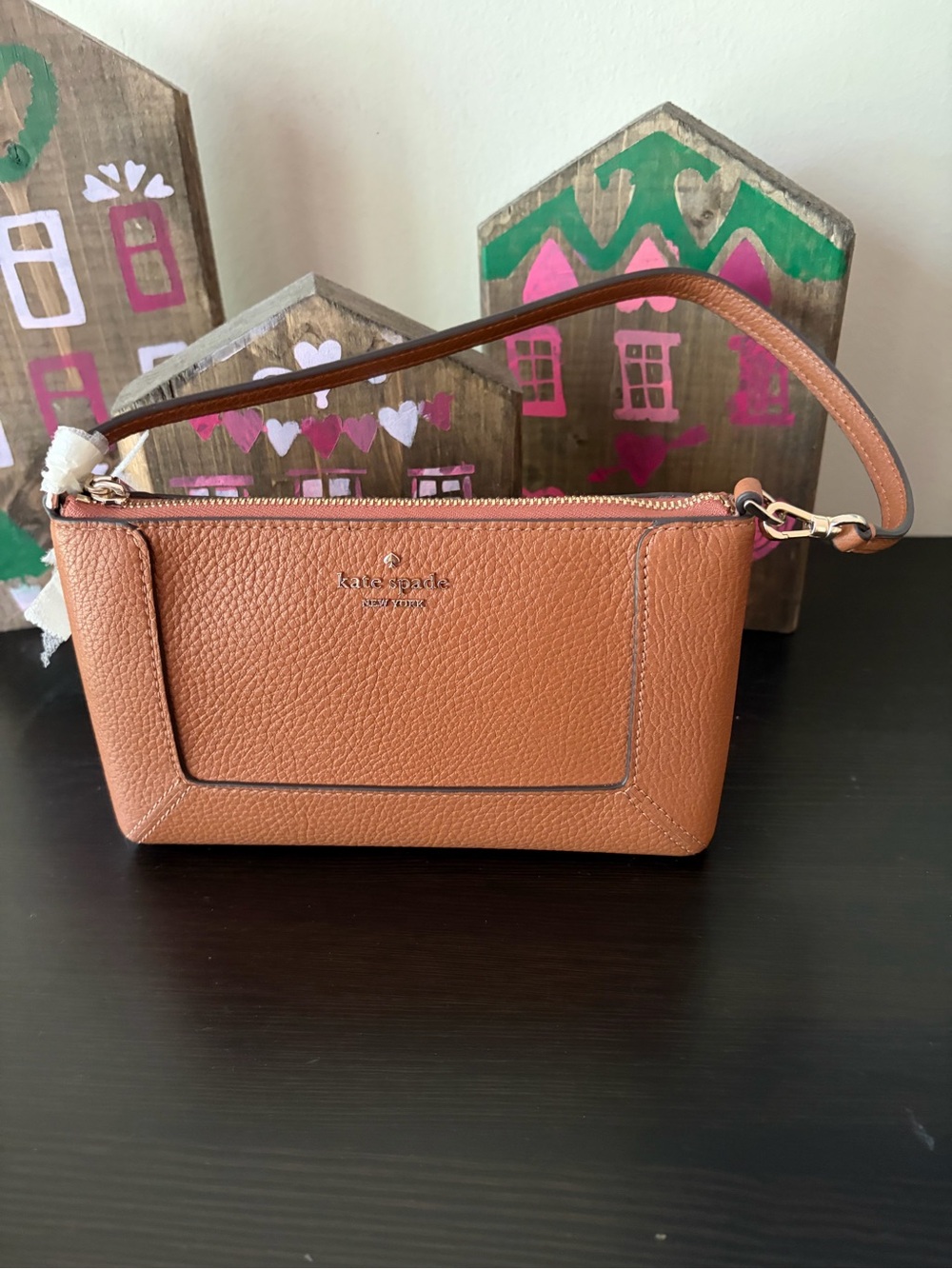 NWT! kate spade Pebbled Leather Purse in warm gingerbread color